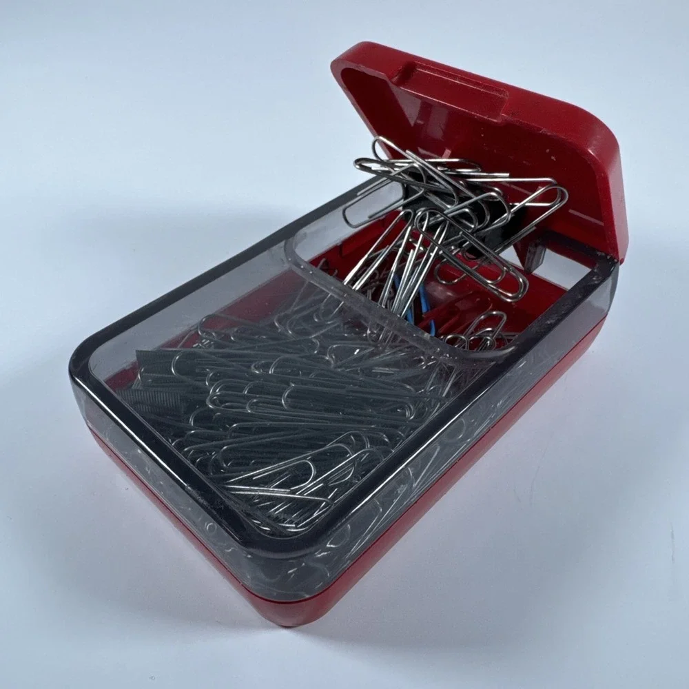 Vintage Dahle Red Paper Clip Holder Dispenser Made In Germany Desk Accessory